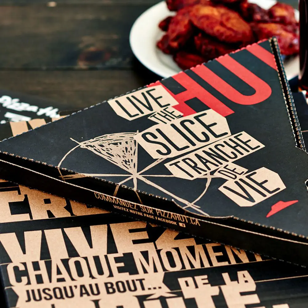 Close up of single pizza hut box